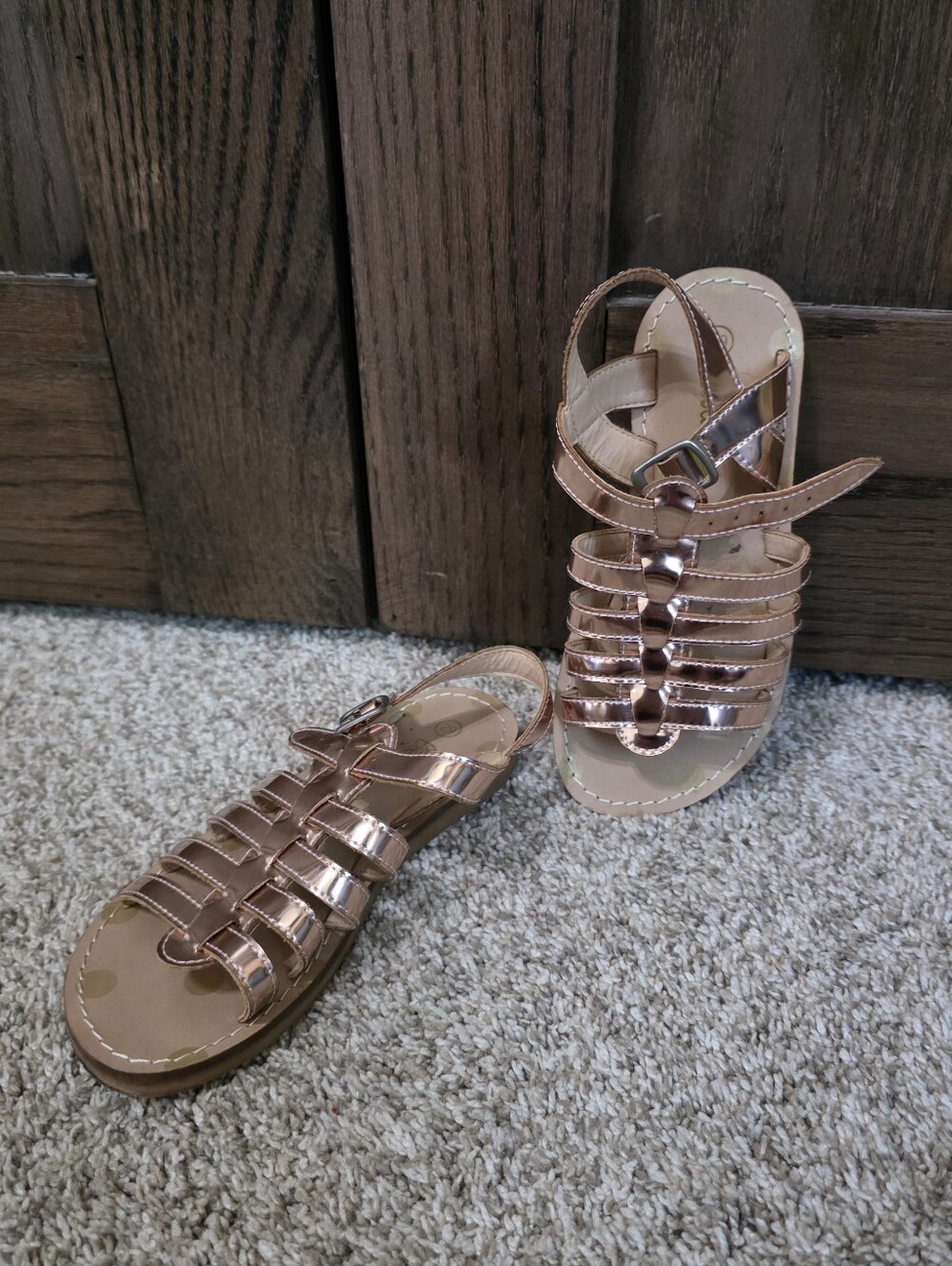 Mini Boden Rose Gold Metallic Strappy Kids Sandals